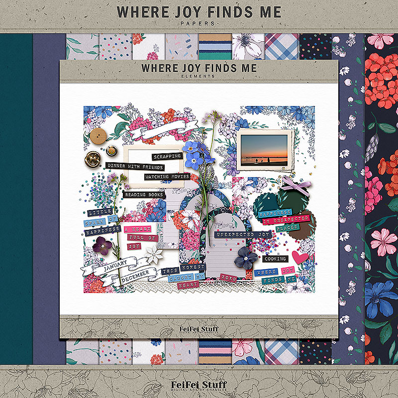 Where Joy Finds Me Digital Scrapbook Kit by FeiFei Stuff