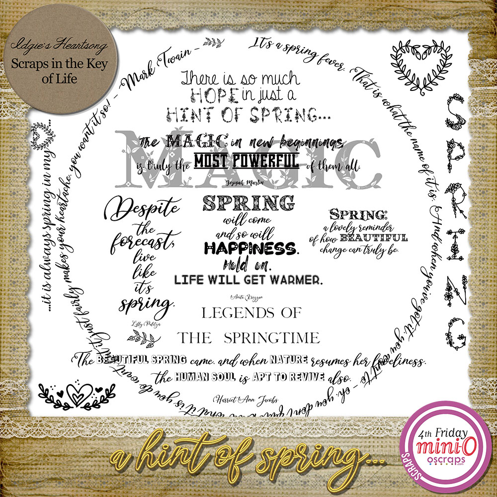 A Hint Of Spring Word Art - 12 PNG Files by Idgie's Heartsong