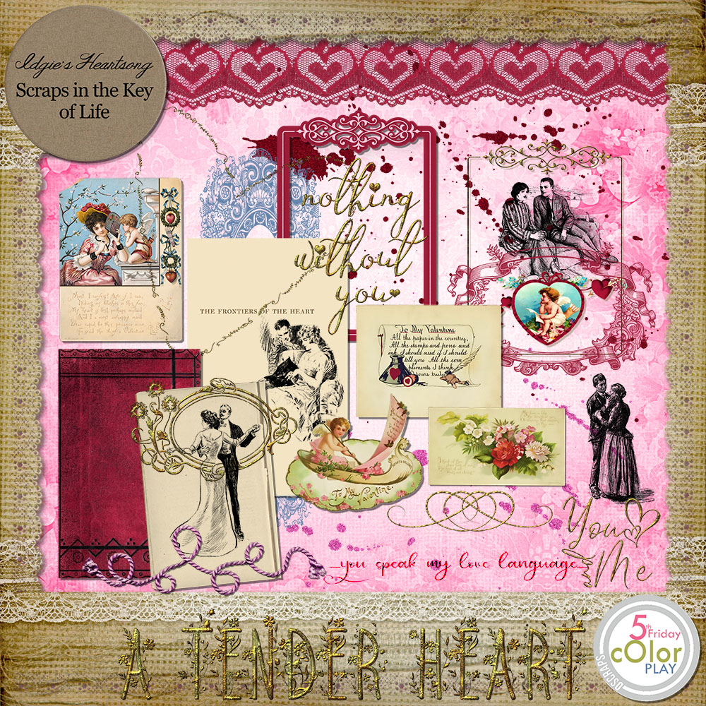 A Tender Heart - MINI O SCRAPKIT by Idgie's Heartsong
