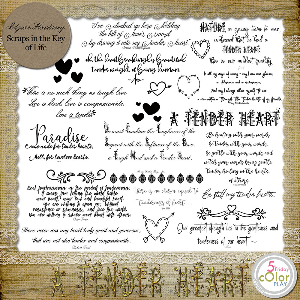A Tender Heart - MINI O - WORD ART by Idgie's Heartsong