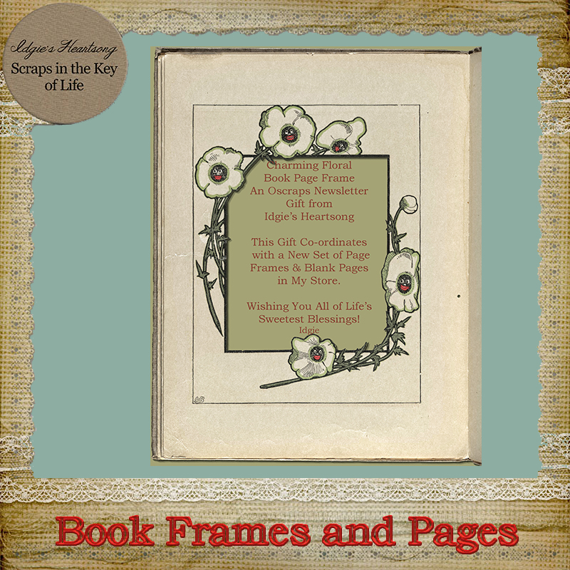 Floral Book Frames and Pages by Idgie's Heartsong freebie