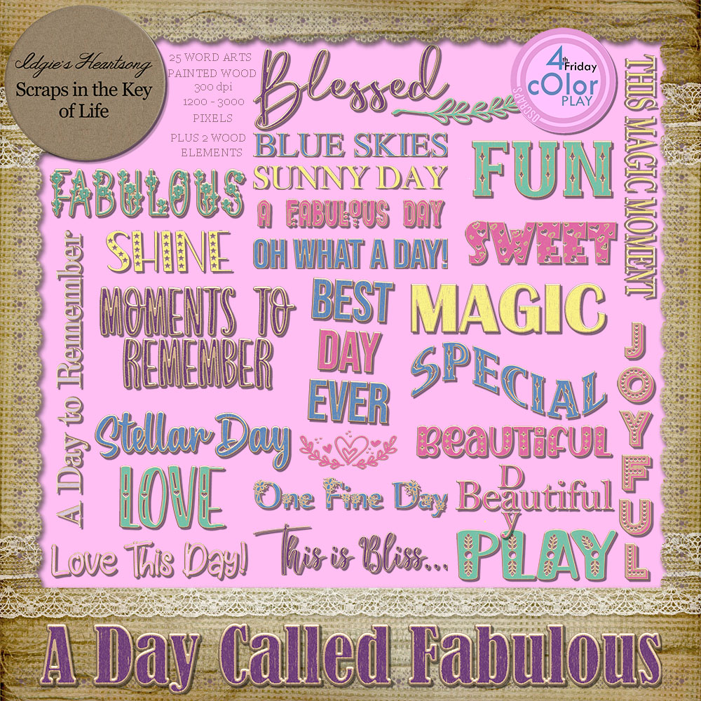 A Day Called Fabulous - Color Play - 25 Playful Wood Words by Idgie's Heartsong