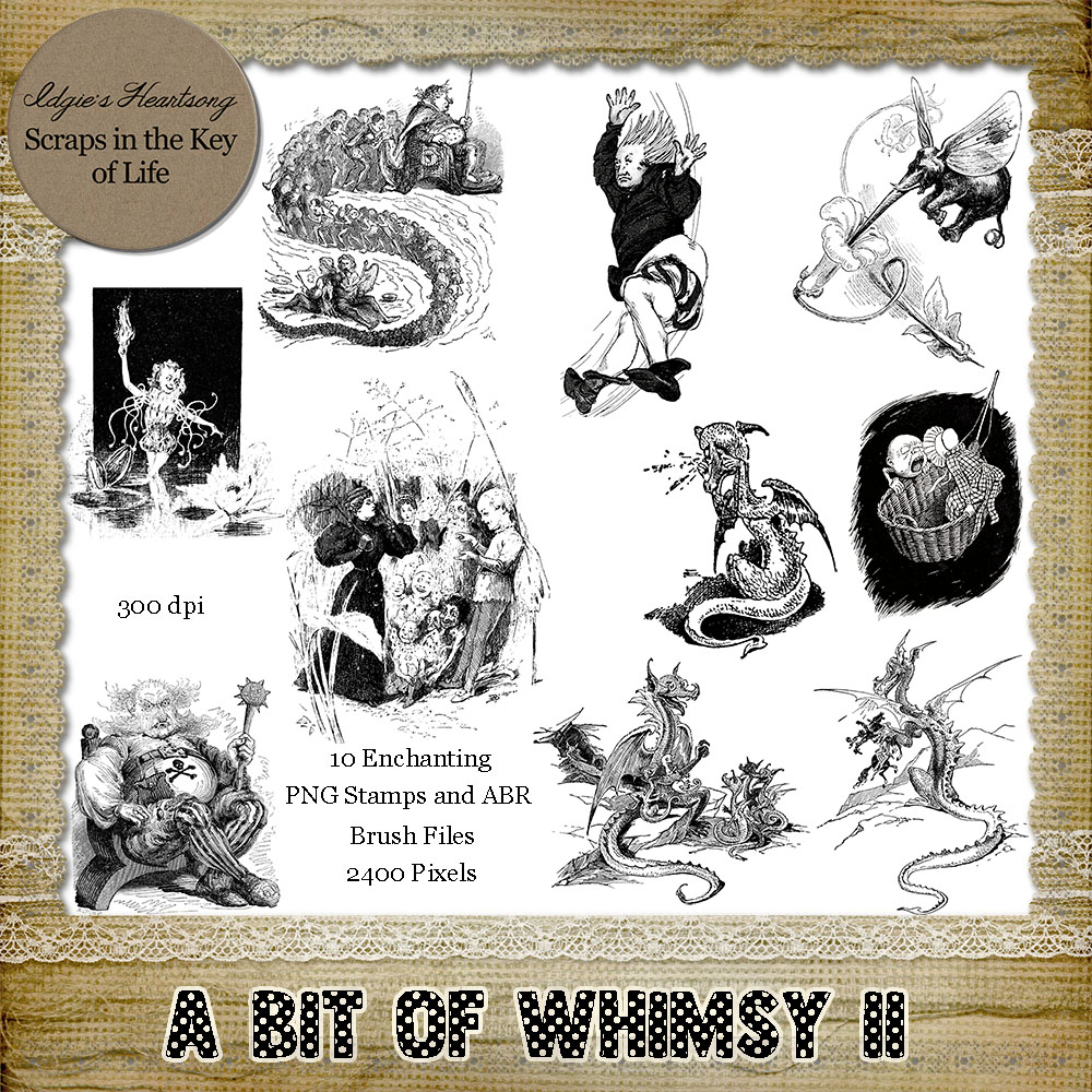 A BIT of WHIMSY II - 10 Fairy Tale PNG Stamps and ABR Brush Files by Idgie's Heartsong