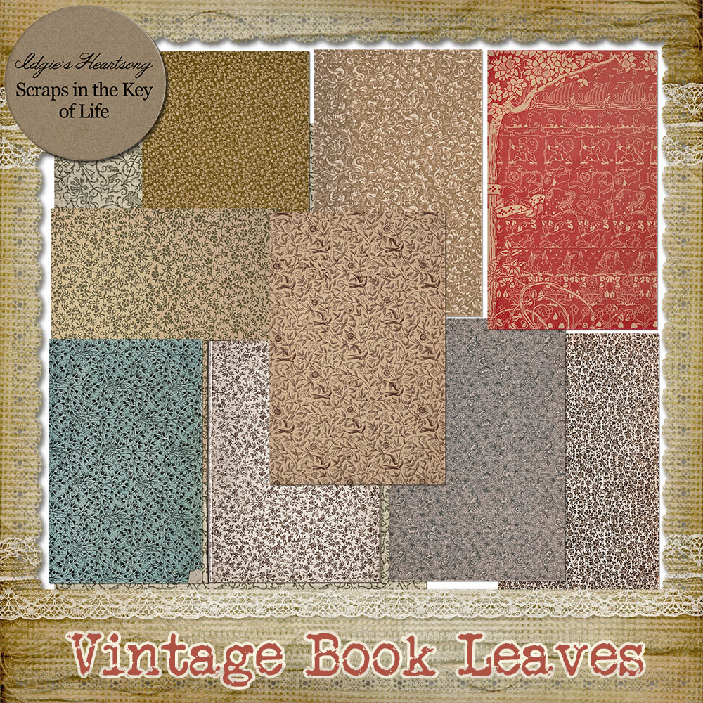 10 Pretty Vintage PNG Book Leaves - PU or CU by Idgies Heartsong