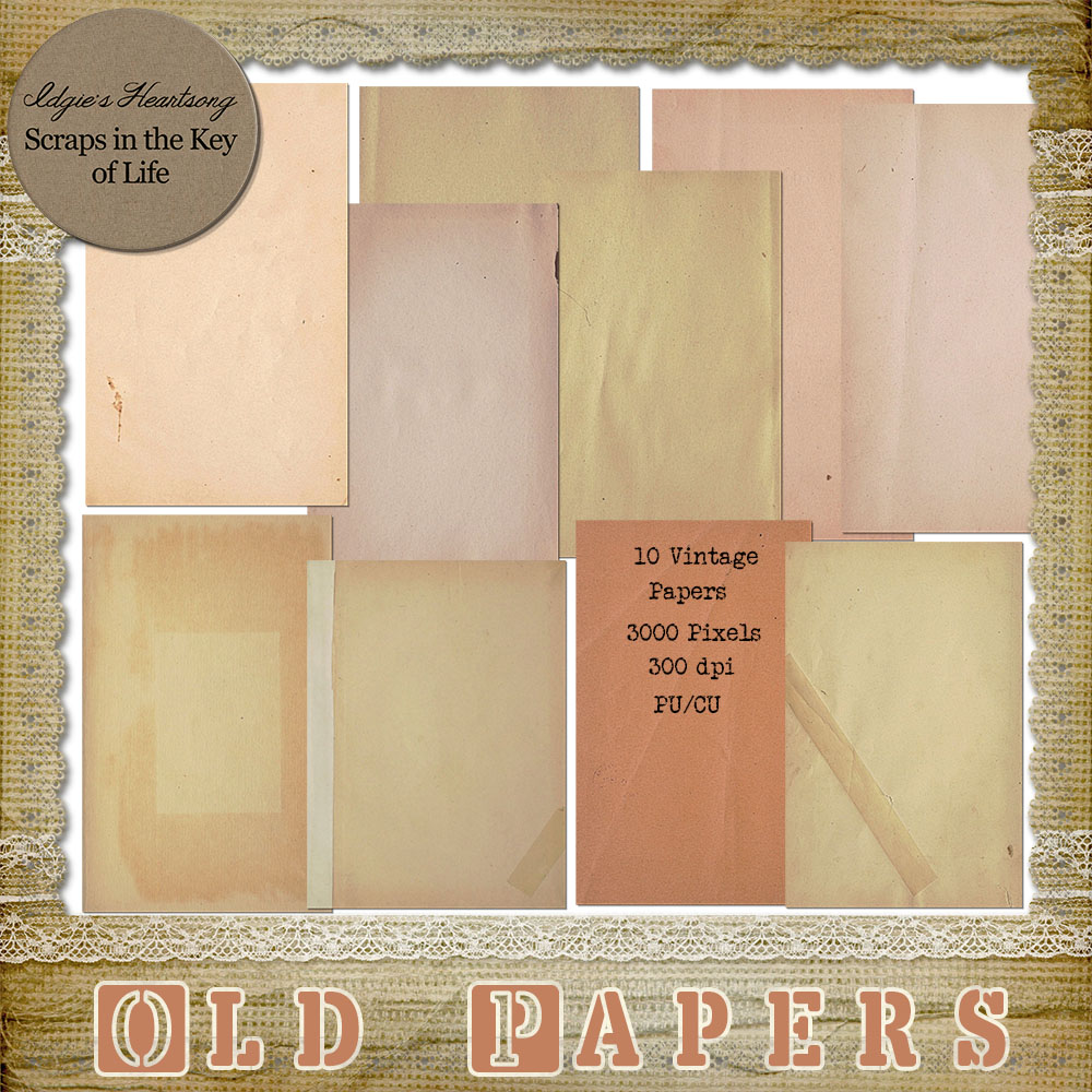 10 Vintage PNG Blank Papers For Personal or Commercial Use by Idgie's Heartsong