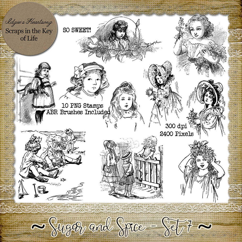 Sugar and Spice - Set 7 - 10 PNG Stamps and ABR Brush Files by Idgie's Heartsong