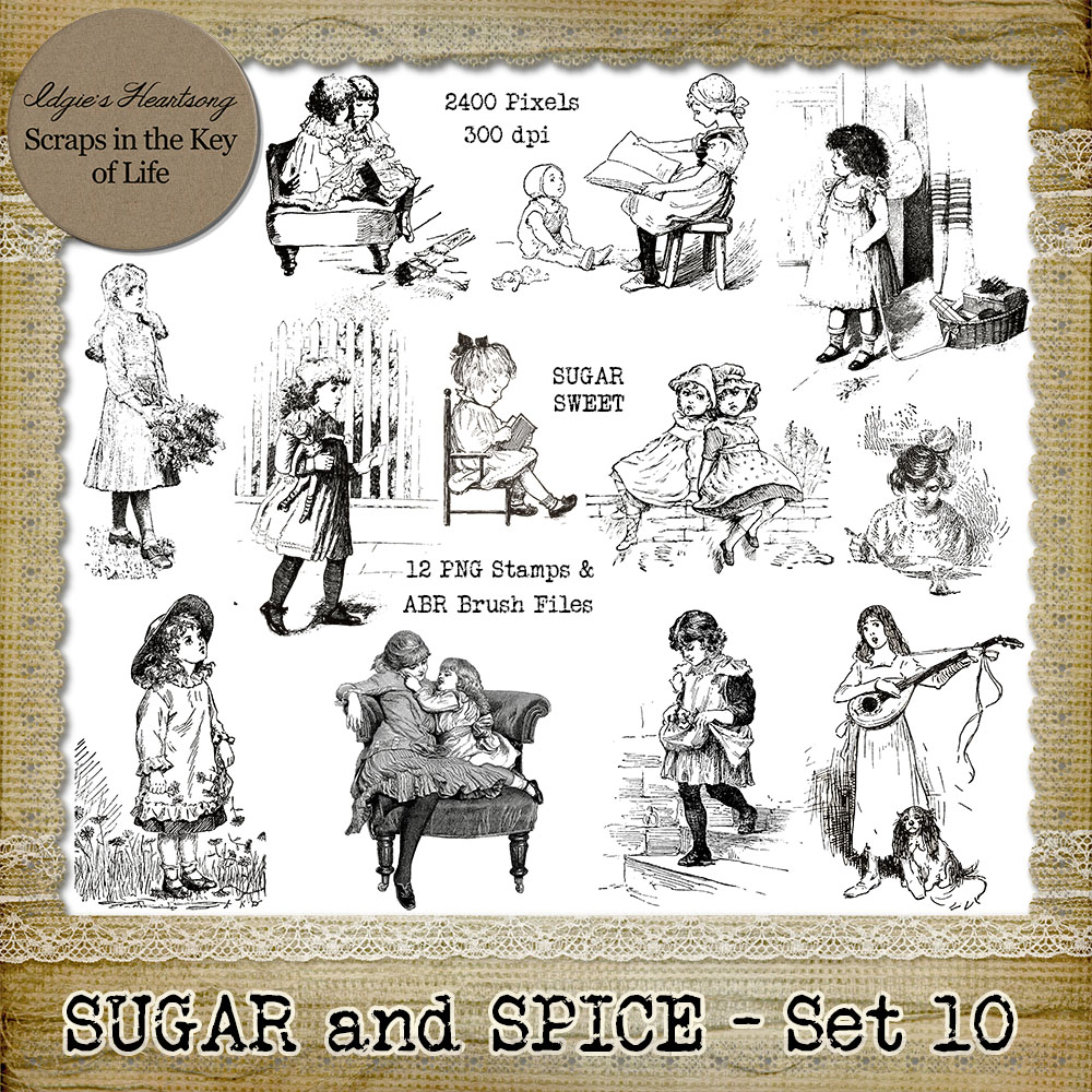 Sugar and Spice - Set 9 - 12 PNG Stamps and ABR Brush Files by Idgie's Heartsong