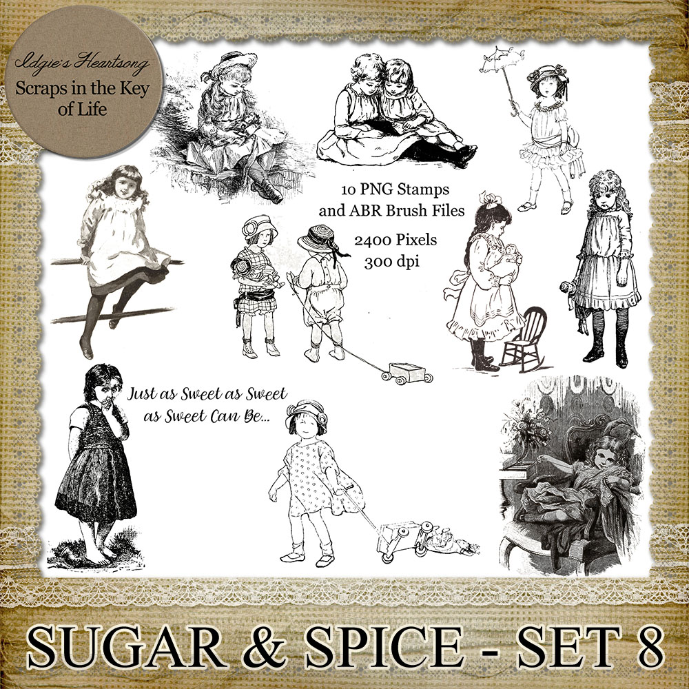 Sugar and Spice - Set 8 - 10 PNG Stamps and ABR Brush Files by Idgie's Heartsong