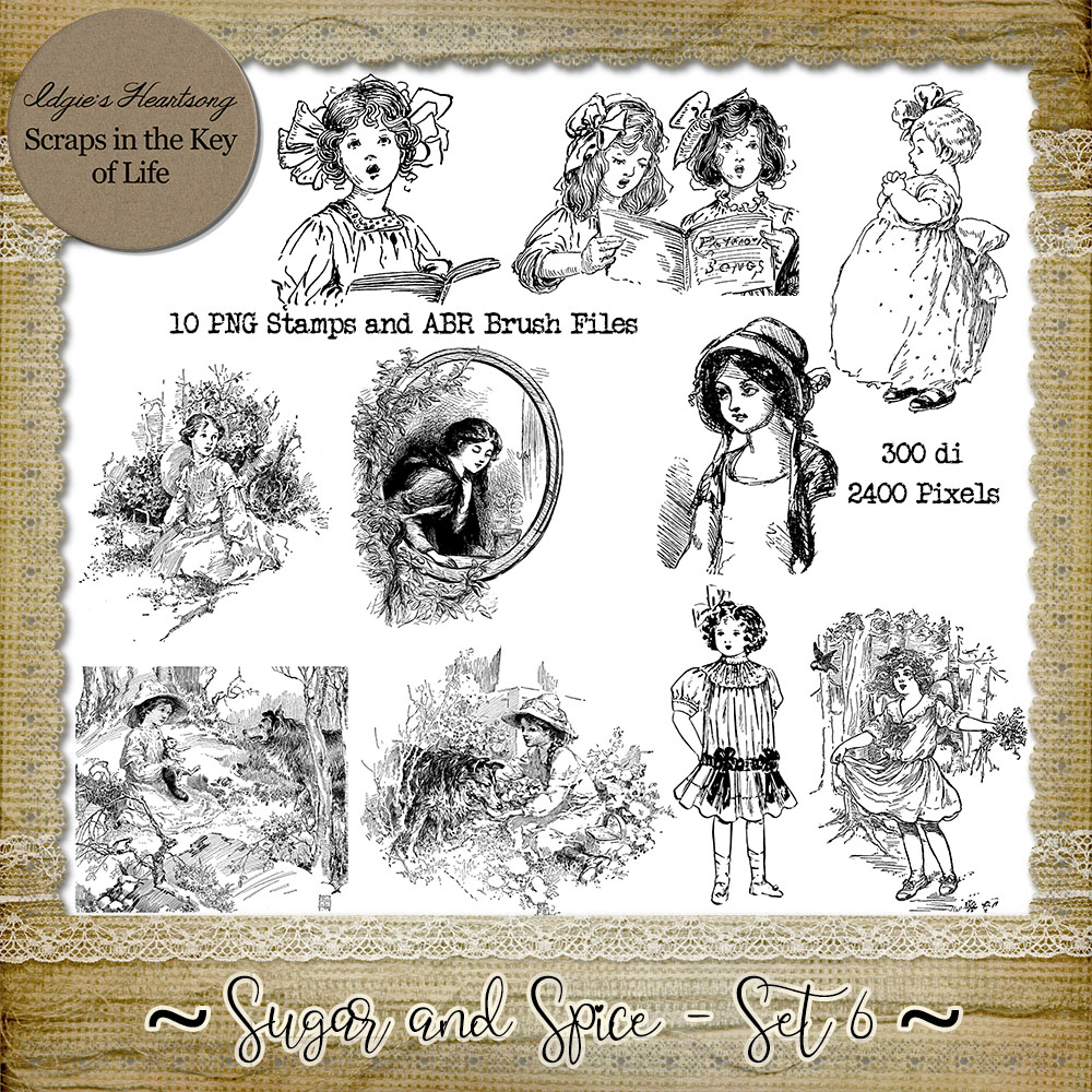 Sugar and Spice - Set 6 - 10 PNG Stamps and ABR Brushes by Idgie's Heartsong
