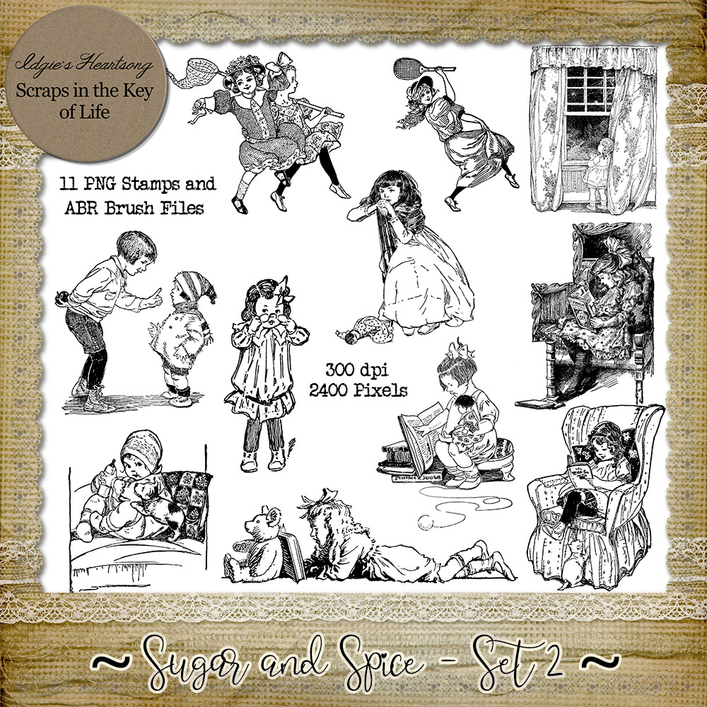 Sugar and Spice - Set 2 - 11 PNG Stamps and ABR Brush Files by Idgie's Heartsong