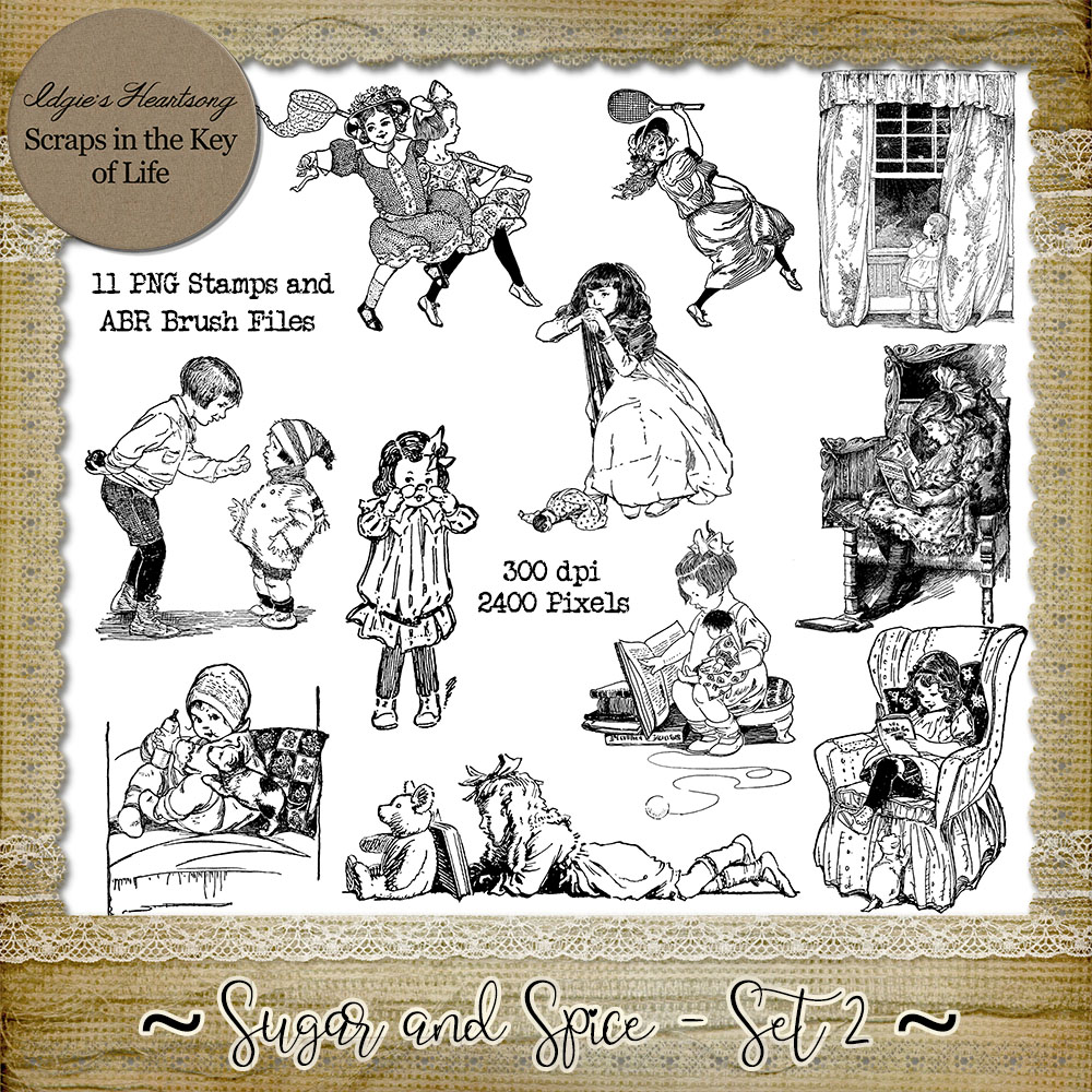 Sugar and Spice - Set 2 - 11 PNG Stamps and ABR Brush Files by Idgie's Heartsong