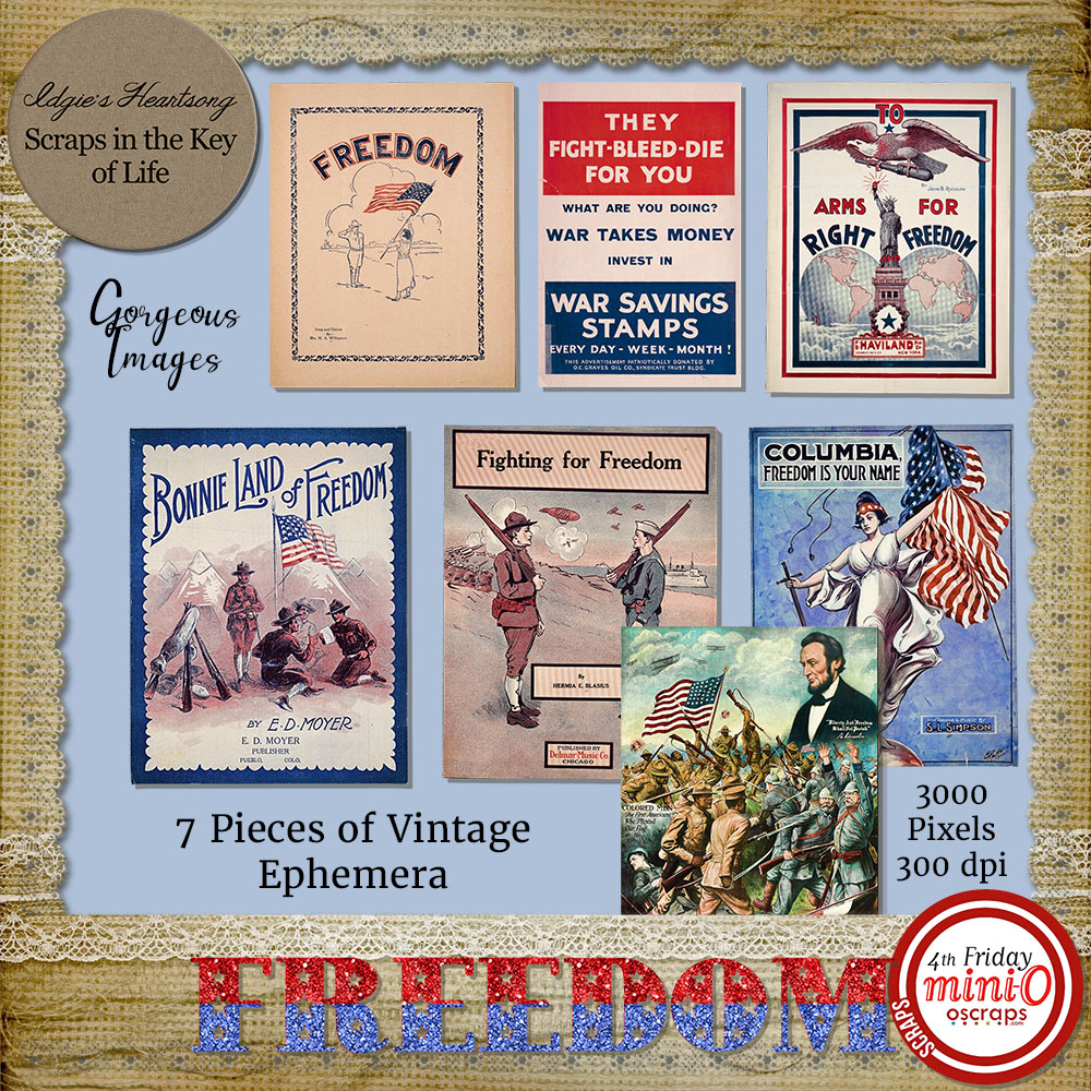 FREEDOM - 7 Pieces of Vintage Ephemera - Set 2 by Idgie's Heartsong