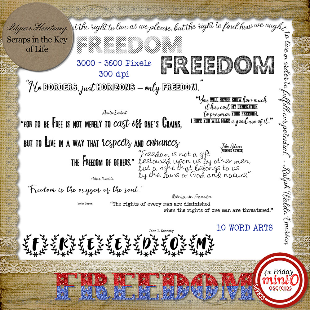 FREEDOM - 10 Piece Word Art Set by Idgie's Heartsong