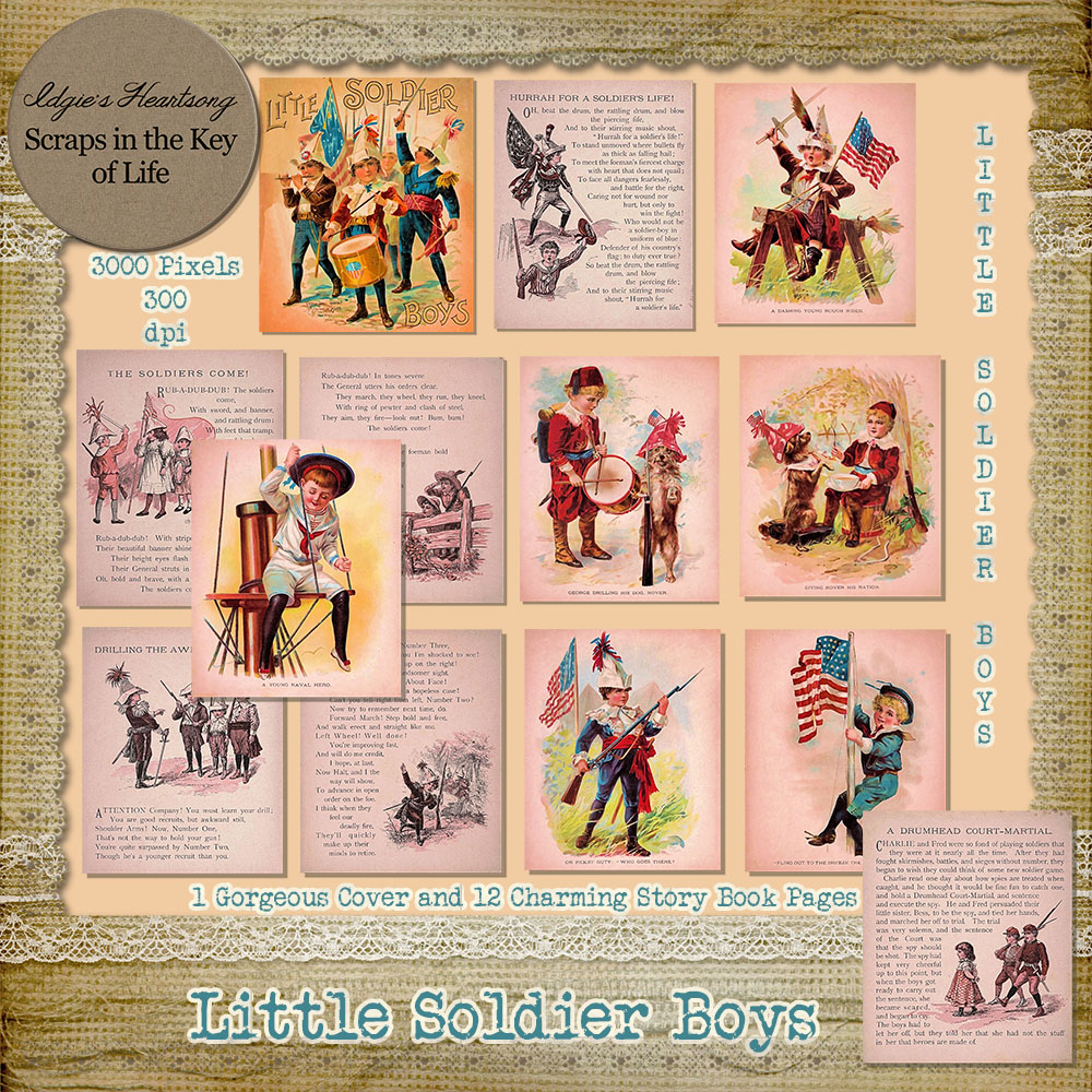 Little Soldier Boys - Cover and 12 Story Book Pages by Idgie's Heartsong