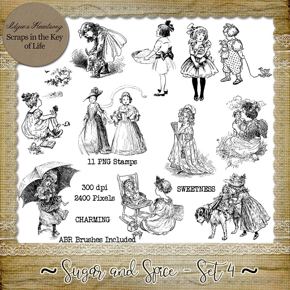 Sugar and Spice - Set 4 - 11 PNG Stamps and ABR Brush Files by Idgie's Heartsong