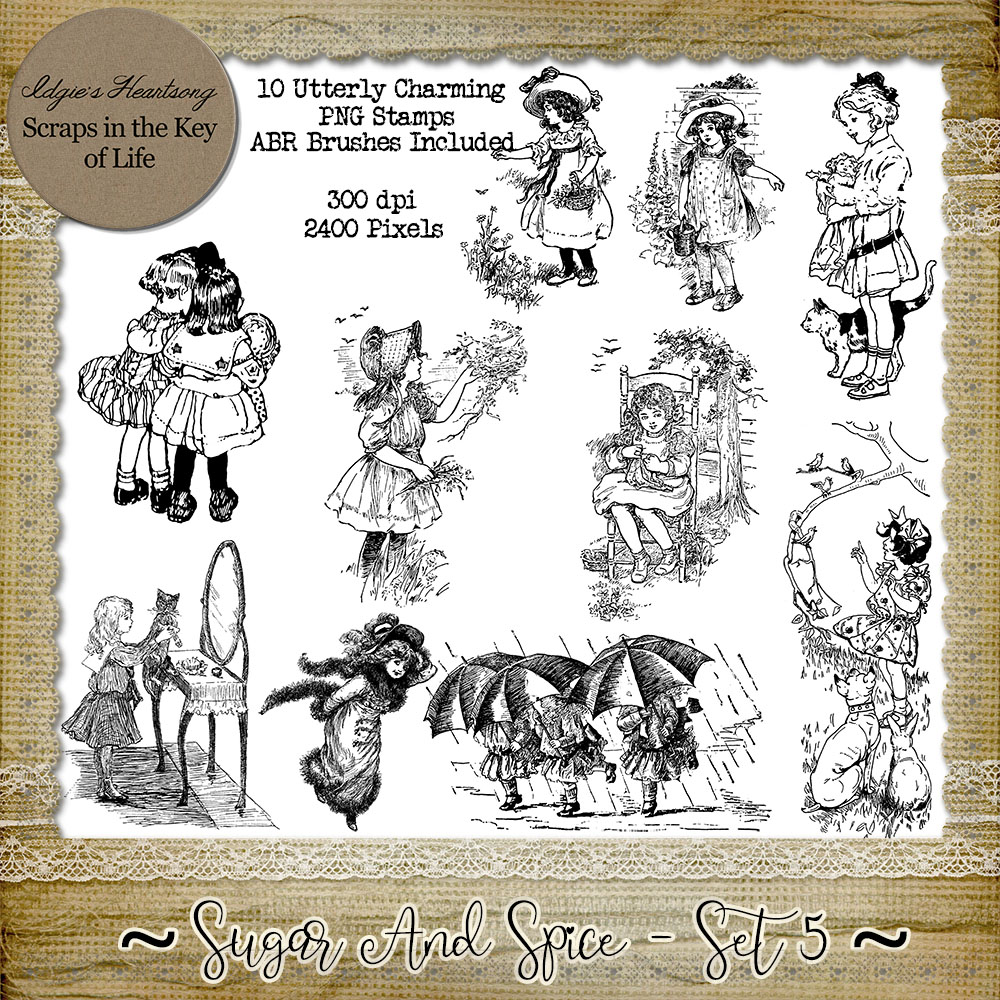 Sugar and Spice - Set 5 - 10 PNG Stamps and ABR Brush Files by Idgie's Heartsong