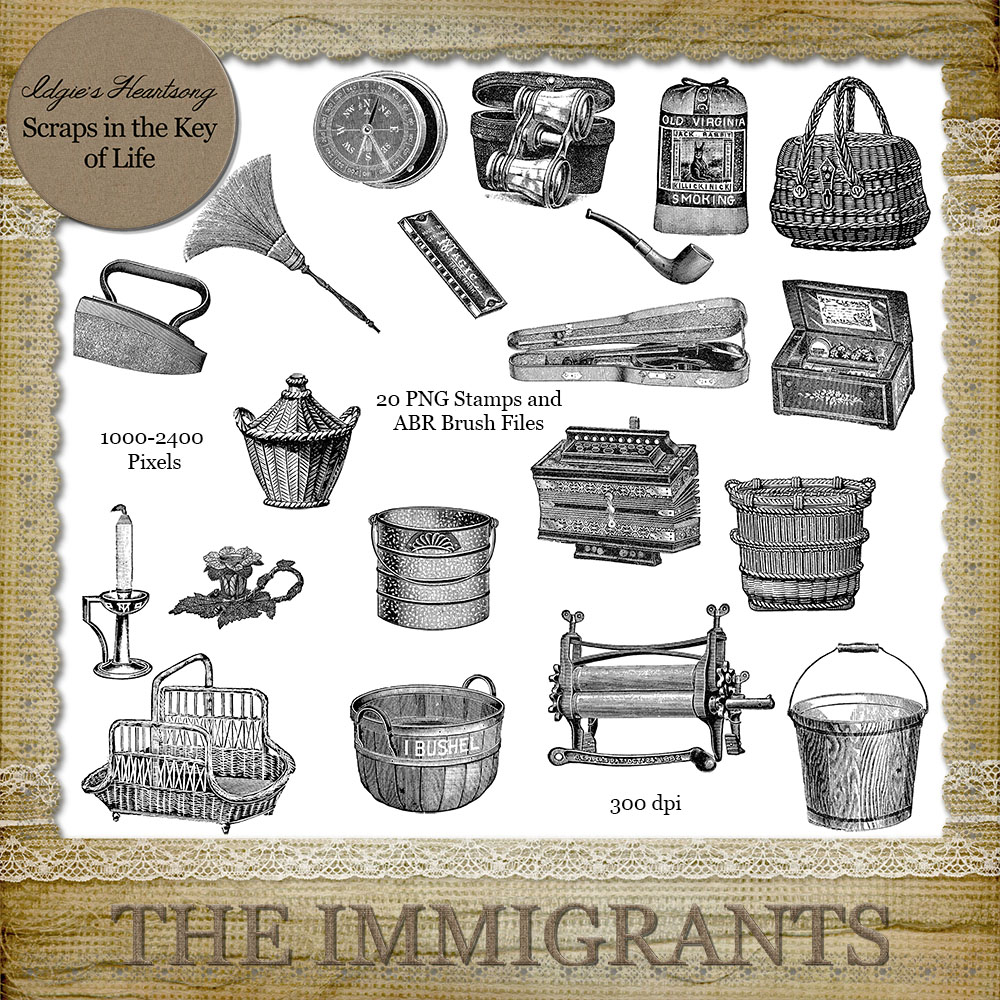 The Immigrants ADD ON - 20 PNG Stamps and ABR Brush Files by Idgie's Heartsong