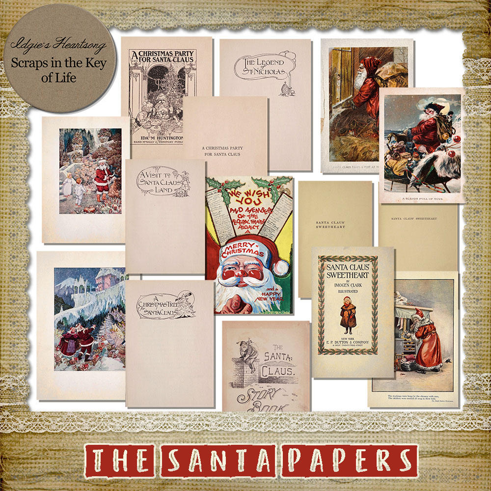 The Santa Papers - 15 Vintage PNG Pages by Idgie's Heartsong