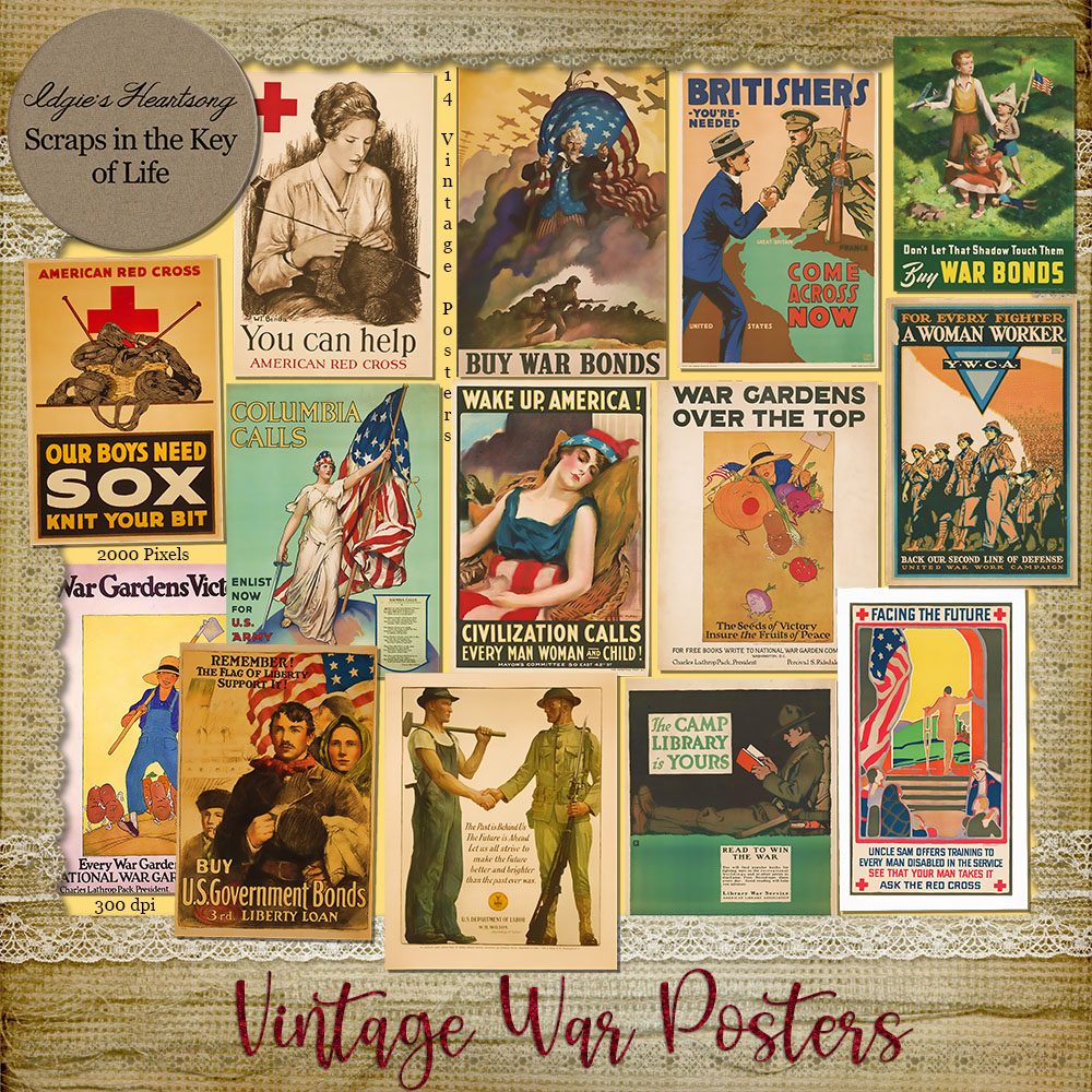 14 Vintage WWI WAR POSTERS by Idgie's Heartsong