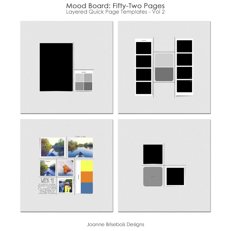Mood Board Fifty-Two Pages Layered Quick Page Templates - Vol 2