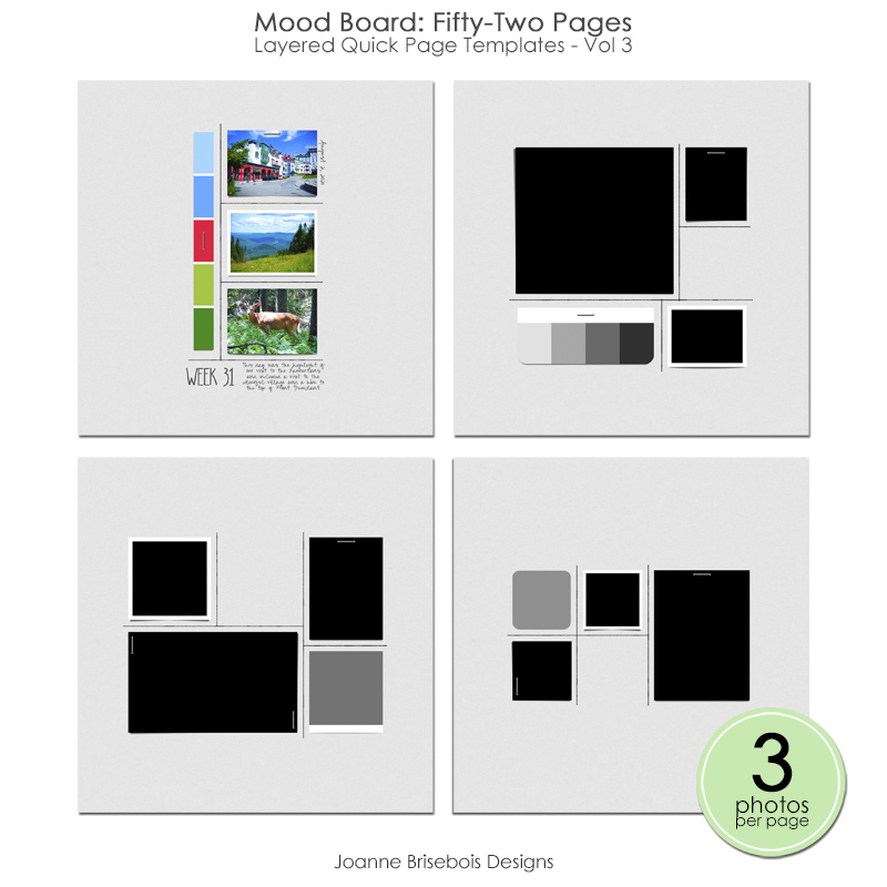 Mood Board Fifty-Two Pages Layered Quick Page Templates - Vol 3