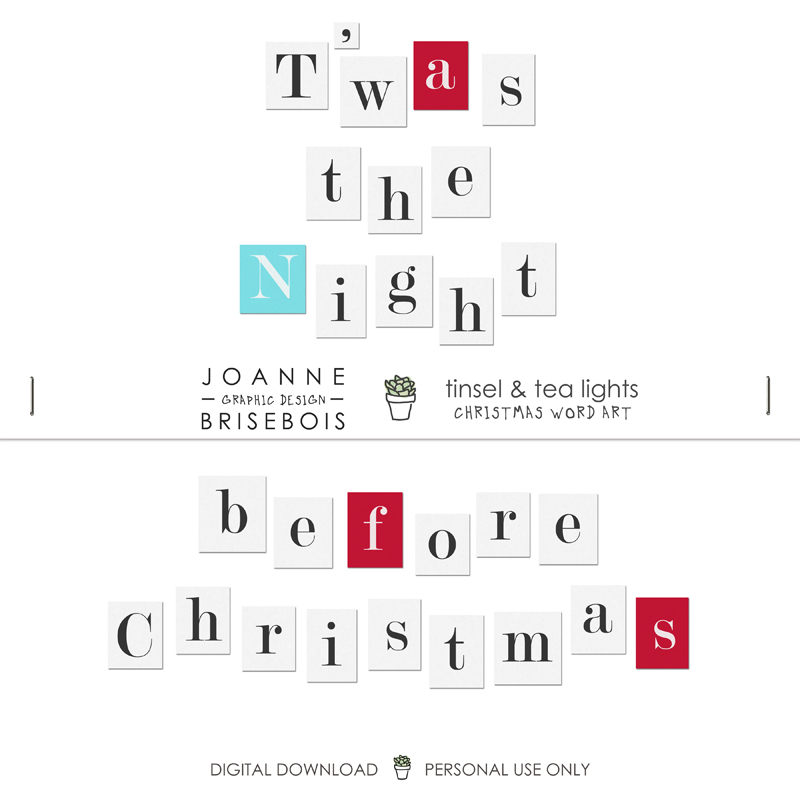 Tinsel and Tea Lights Christmas Word Art