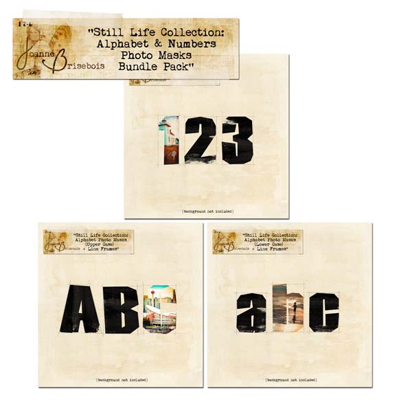 Still Life Collection: Alphabet & Numbers Photo Masks + Line Frames Bundle Pack