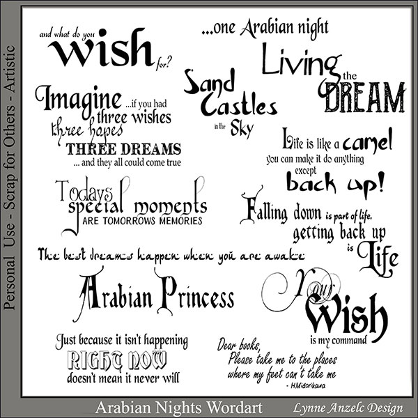 Arabian Nights Wordart and Brushes