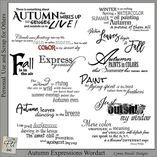 Autumn Expressions Wordart and Brushes