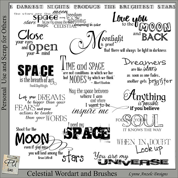 Celestial Wordart and Brushes