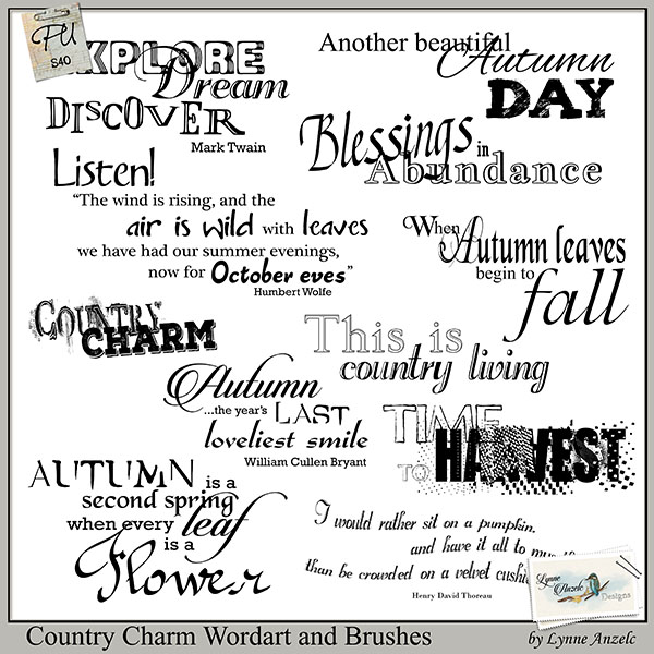 Country Charm Wordart and Brushes