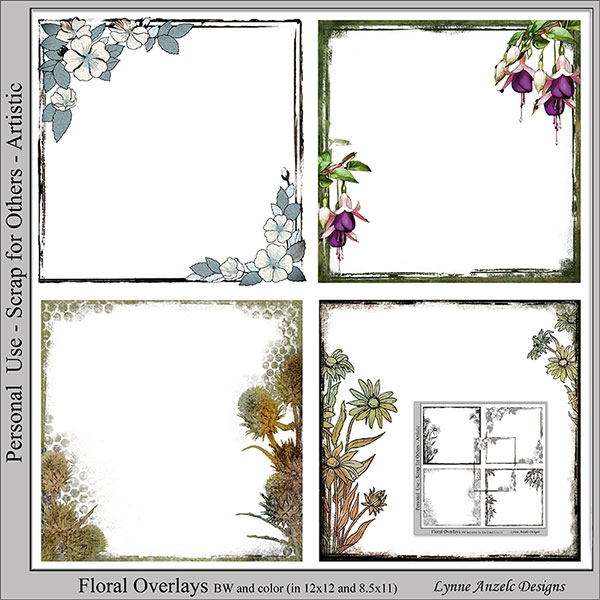 Floral Overlays Digital Scrapbooking and Digital Art Journaling by ...