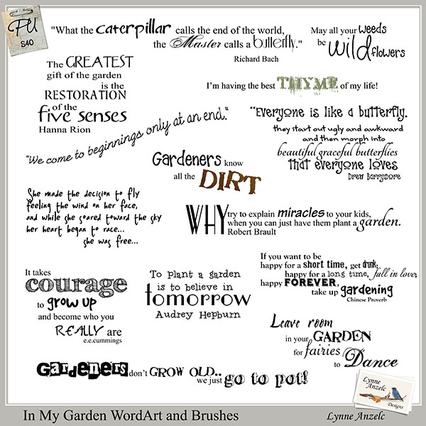 In My Garden Wordart and Brushes