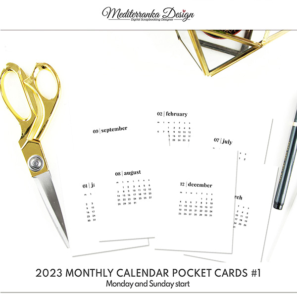 2023 Monthly calendar pocket cards - volume 1
