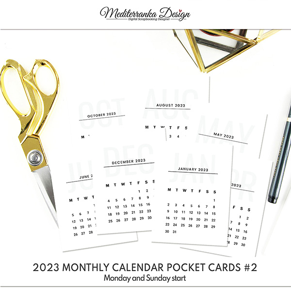 2023 Monthly calendar pocket cards - volume 2 