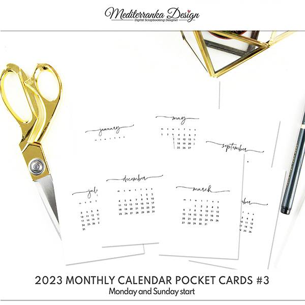 2023 Monthly calendar pocket cards - volume 3