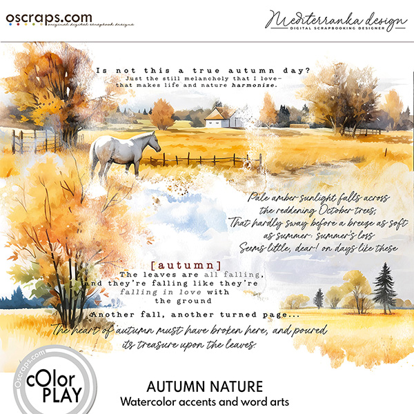 Autumn nature (Watercolor accents and wordarts) 