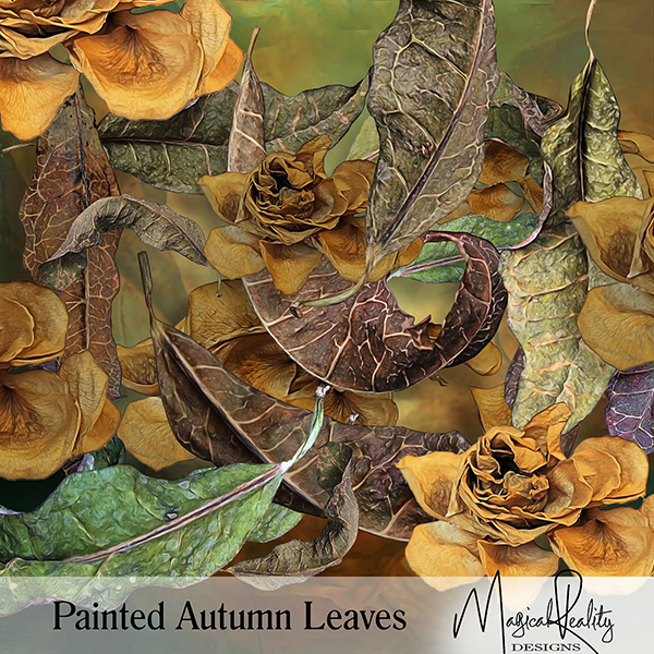 Painted Autumn Leaves CU by MagicalReality Designs 