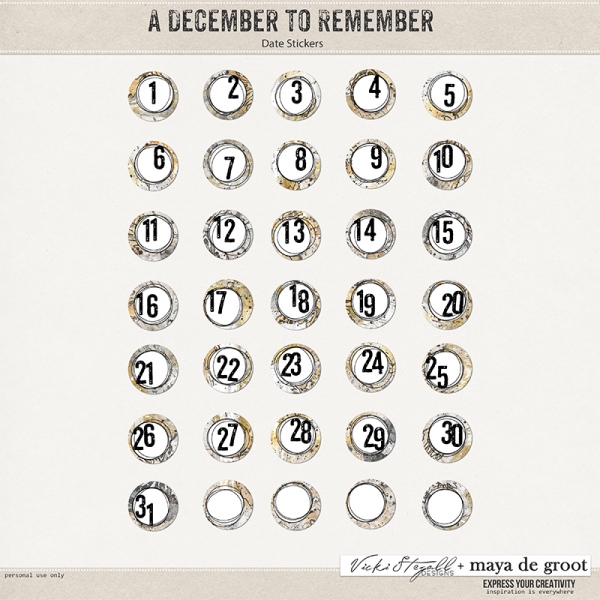 A December to Remember - Date Stickers