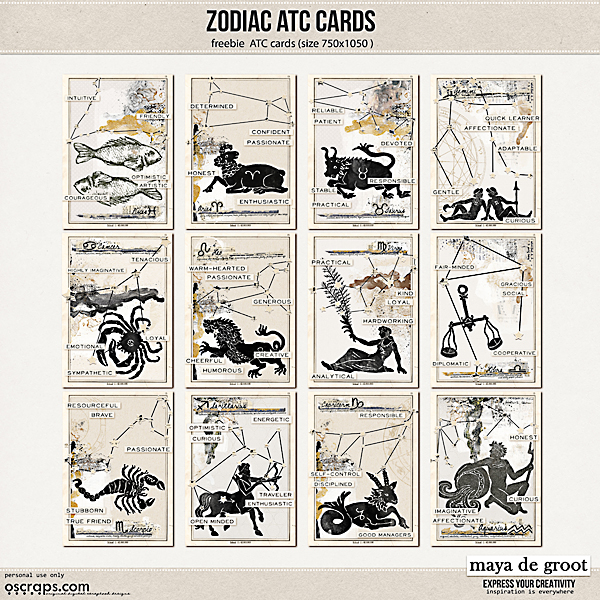 Zodiac ATC Cards by Maya de Groot