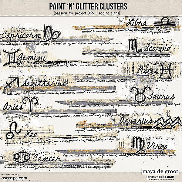 Paint 'n'Glitter Clusters [passion for project 365 zodiac signs]