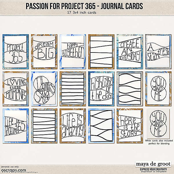 Passion for Project 365 Journaling Cards