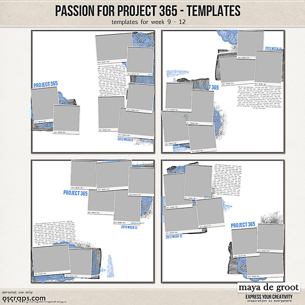 Passion for Project 365 Templates set 3