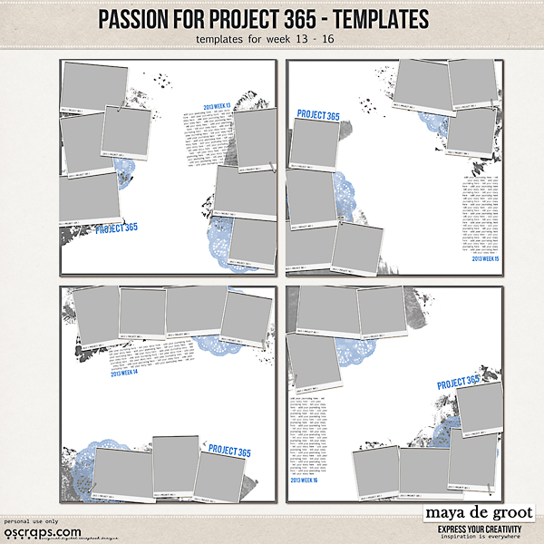 Passion for Project 365 Templates set 4