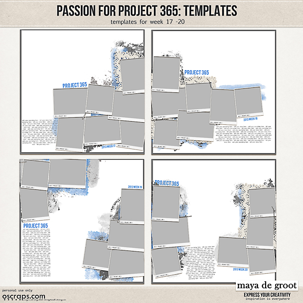 Passion for Project 365 Templates set 5