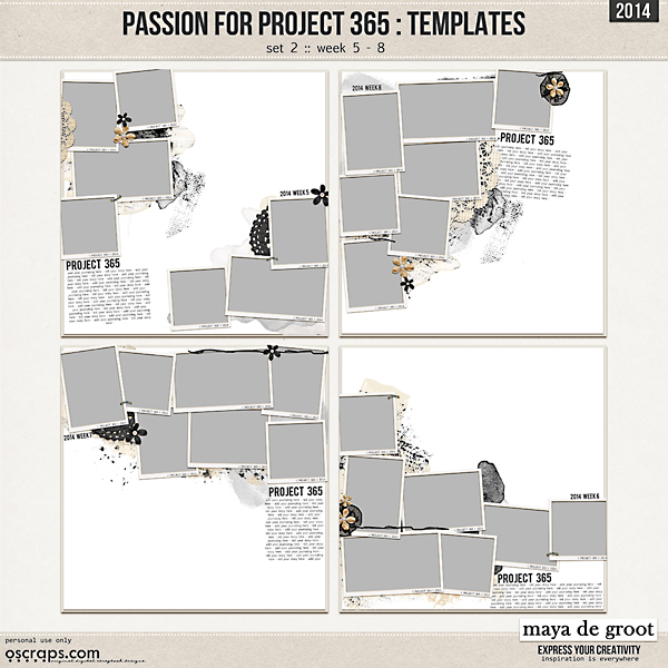 Passion for Project 365 - 2014 Template set 2