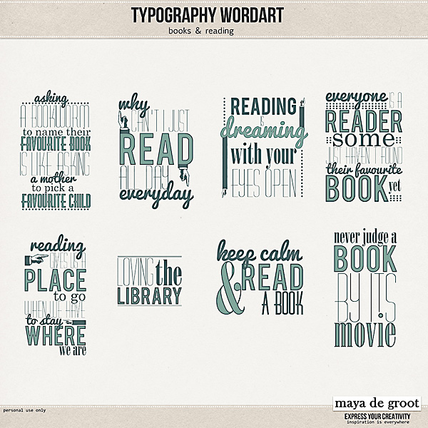 Typography Wordart Books & Reading