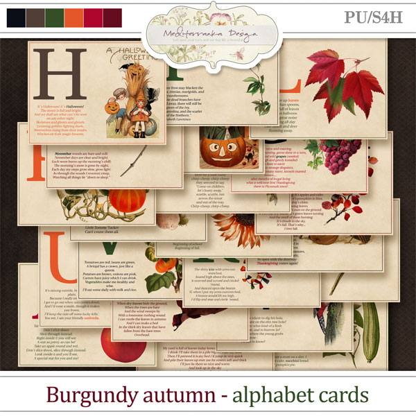 Burgundy autumn (Alphabet cards) 