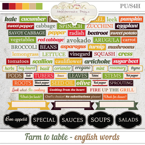 Farm to table (Words) 