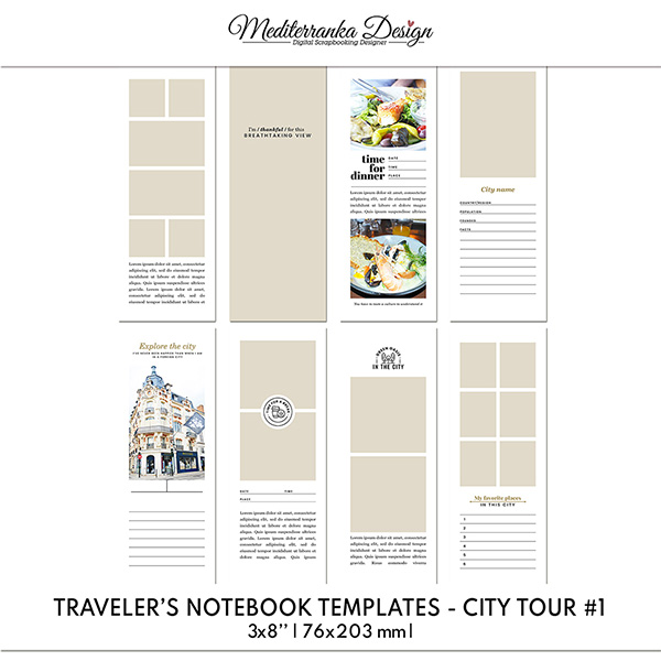 City tour (Travelers Notebook Templates #1 - 3x8)